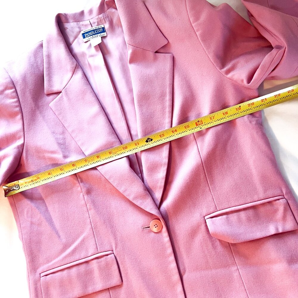 Vintage Pendleton 100% Virgin Wool Pink single button Blazer Coat Jacket Size 12 - Picture 7 of 13